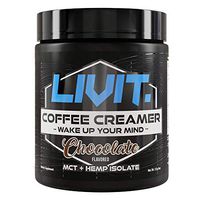 LIVIT Coffee Creamer, Non-Dairy, MCT Oil, Organic Hemp Extract, Keto Friendly, No Sugar, Support Focus and Memory, Reishi, BACOPA, Alpha GPC, GABA, Chocolate, 20 Servings