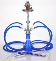 4 hose 23" Egypt Blue Hookah Shisha Nargila water glass vase pipes smoke sale
