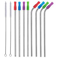 Stainless Steel Straws Reusable 8 Set, Vievogue Metal Drinking Straws with 2 Cleaning Brush for Smoothie, Milkshake, Cocktail and Hot Drinks (Set of 8 10.5inch)