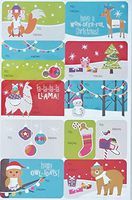 Pack of Trendy Llama Fox Owl Bear Christmas Self Adhesive Gift Tags - Just Peel and Stick! - Festive Holiday Fun! to: / from: (Assorted Sizes)