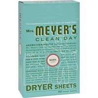 Mrs. Meyer's Clean Day Dryer Sheets, Basil, 80 ct