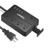 USB Power Strip Surge Protector Extension Outlet 4 USB 4 AC 5FT/1.5M Extension Cable Cord