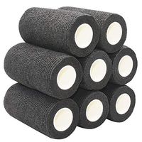 COMOmed Coban Cohesive Bandage Latex FDA Approved 4"x 4.5m First Aid Bandages Stretch Sport Wrap Athletic Tape Wrist Bandages,Black(8 Rolls)