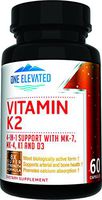 8X Strength Natural Vitamin K2 Formula. Provides 4-in-1 Support with MK-7, MK-4, K1 and D3 with Maximum Absorption for Stronger Bones and Cardiovascular Health 60 Capsules