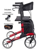Comodita Tipo Classic Compact Rollator with Double Fold Action and Extra Large 10" Aluminum Front Wheels (Metallic Red)