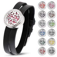RoyAroma Aromatherapy Essential Oil Diffuser Bracelet, Stainless Steel Locket Bracelet PU Wristband with 12 Colors Refill Pads
