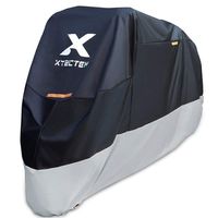 XYZCTEM Motorcycle Cover-All Season Waterproof Outdoor Protection - Fit up to 116 inch Tour Bikes, Choppers and Cruisers(XXXL,Black& Sliver)
