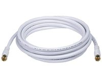 Monoprice 10ft RG6 (18AWG) 75Ohm, Quad Shield, CL2 Coaxial Cable with F Type Connector - White