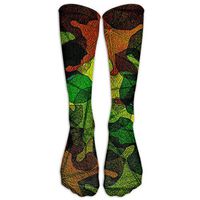 Novelty Casual Long Socks Colorful Leaf Pattern Patterned Comfortable Warmer Stockings 1 Pair for Women & Men Sport High Socks