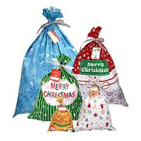 DAMEING 30Pcs Christmas Candy Goody Bags Plastic Christmas Gift Bags for Party Favor Supplies Holiday Treats Bags for Gift Wrapping, Bakery, Cookie, Candies, Dessert, Party Favors Packaging,