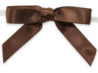 CHOCOLATE 2" Pre-Tied Satin Bowswith 4-1/2" Twist Ties~ 3/8" ribbon 20 unit, 12 pack per unit.