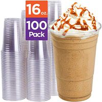 Stack Man Clear Disposable Plastic-Cups 16 oz. [100 Pack] Ultra PET Cold Drinks, Perfect Use for Party, Beer, Smoothies, Premium Quality