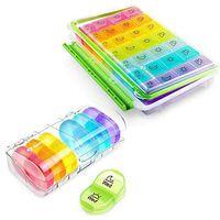 AUVON iMedassist Portable Daily Pill Organizer (Twice-A-Day) Bundle with AUVON iMedassist Travel Pill Organizer (7-Day / 4-Times-A-Day)