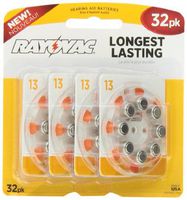 Rayovac Mercury Free Hearing Aid Batteries, Size 13, 32-Pack (L13ZA-32ZM)