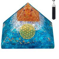 Bliss Creation Orgone Pyramid Healing Stone Energy Generator EMF Protection | Made for Ultimate Orgone Energy with Raw Black Tourmaline Crystal Healing Pendant Necklace (Apetite & Opalite)