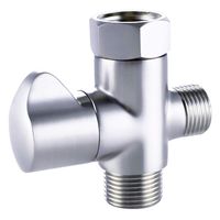 KES SOLID Brass T-adapter with Shut-off Valve, 3-way Tee Connector for Handheld Bidet 15/16" and G 1/2 Polished Chrome, K1018-CH