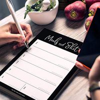 Bliss Collections Meal Planning Notepad w/Optional Magnet Weekly Meals and Sht Planner Tear Off Pad List, Daily Water Tracker, 5.5 x 8.5, 50 Sheets