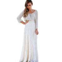 Pocciol Everyone Love Skirt,Ladies Double Lace Layer Pleated Long Maxi Skirt Elastic Waist Skirt (White, M)