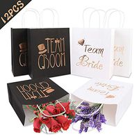 PartyTalk 12pcs Wedding Party Gift Bags 6 Groomsmen 6 Bridesmaid Gift Bags with Handles for Bachelorette Party Bridal Shower Favors, Rose Gold Foiled Team Bride Team Groom