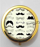 BlackKey Mustache Print Pattern 3-Compartment Decorative Pocket Gift Box Case Organizer for Pill, Color 2 -705