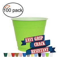 TigerChef 9 Ounce Clear 100 Pack Easy Grip Plastic Party Cups Solid Color Disposable 9 Oz Plastic Cups BPA Free