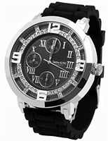 Firewings Mens Black/Silver Roman Iced out HipHop Fashion Casual Silicone Quartz watches