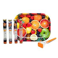 Mini Rolling Tray (Fruit) with Juicy Jay’s Juicy Jones Pre Rolled Cones (BlackBerry, Blueberry, Grape, Watermelon) and Cone Artist – 6 Items – Bundle