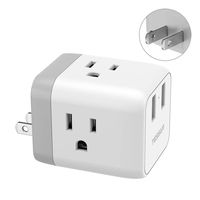 Multi Plug USB Outlet Extender, TESSAN US to Japan Travel Power Plug Adapter with 2 USB Wall Charger, 3 to 2 Prong Adapter Outlet Splitter, 3 Outlets Cruise Ship Accessories Must Have - Type A