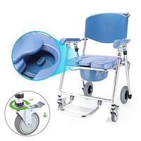 HLDWXN Foldable Old Man Shower Stool,Multi-Function Three-in-One Bath Chair, Wheelchair Car Mobile Toilet Chair, Can Bear 150Kg,for Elderly, Handicapped