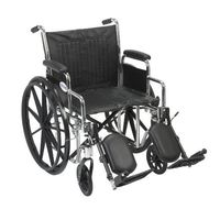 Drive Medical Chrome Sport Wheelchair with Various Arm Styles and Front Rigging Options, Black and Chrome, 20 Inch