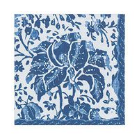 Caspari Plantation Print Paper Luncheon Napkins in Indigo, Two Packs of 20