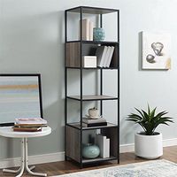 70" Metal and Wood Tower - Grey Wash