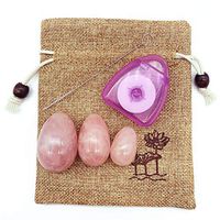 The Rose Quartz Jade Egg Yoni Eggs Set of 3 Women Pelvic Floor Kegel Exercise with Storage Pouch