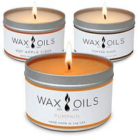 Scented Candles - Pumpkin, Hot Apple Cider & Coffee Shop (Pack of 3) Soy Aromatherapy, 8oz