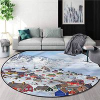 RUGSMAT European Modern Machine Washable Round Bath Mat,Frozen Winter Design Coffee Table Mat Non-Skid Living Room Carpet Round-71