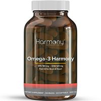 Harmony Nutraceuticals Omega 3 Fish Oil Supplement | 120 Capsules Supports Brain Function and Heart Health | Salmon Fish Oil Omega 3 Pills, 1000mg Fish Oil/Serving (180mg of EPA & 120mg of DHA)