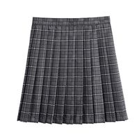 EDC Women School Uniforms Plaid Pleated Costume Mini Skirt Japan High Waist Pleated Cosplay Costumes Skirts (XXXXXL, Gray)