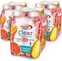 Premier Protein Clear Protein Drink, Tropical Punch, 16.9 fl oz Bottle, (12 Count)
