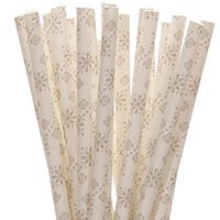 Biodegradable Paper Straws Grey Snowflake (100)
