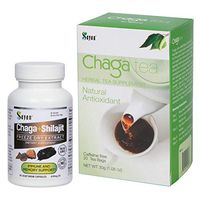Sayan Siberian Chaga Mushroom Extract with Shilajit 90 Vegetarian Capsules and 20 Chaga Tea Bag Box - Wild-Harvested Supplement for Immune System Support + Natural Energy Boost