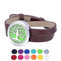 HOUSWEETY Aromatherapy Essential Oil Diffuser Bracelet-Stainless Steel Locket Pendant,12 Refill Pads