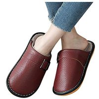 Veodhekai Women Waterproof Shoes Cotton Slippers Unisex Leisure Thicken Keep Warm Shoes Comfortable Home Wine