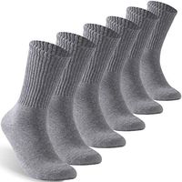 Facool Crew Socks Diabetic, Men Women Moisture Wicking No Blister Anti Skid Cotton Cushion Non Binding Socks 6 Pairs Black Medium
