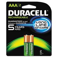 Duracell NLAAA2BCD Rechargeable NiMH Batteries, AAA, 2/PK