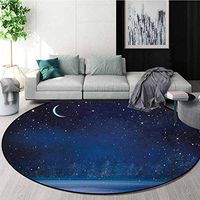 RUGSMAT Night Non-Slip Area Rug Pad Round,Winter Wonderland at Night Snowy Woodland Magical Fantastic Forest Nature Scenery Protect Floors While Securing Rug Making Vacuuming,Diameter-24 Inch