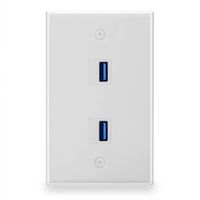 BATIGE 2-Port Dual USB 3.0 Keystone Wall Plate Charger Outlet Mount Socket Face Plate Cover Panel Dock Station