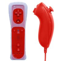 Wii U Remote Controller, Remote Controller and Nunchuk Controller with Silicon Case and Wrist Strap for Nintendo Wii and Wii U. (Red)