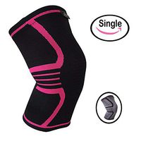 Knee Support Brace for Men & Women by LSR- Knee Compression Sleeve for Exercise, Running, Jogging, Sports- Arthritis, Joint Pain Relief, Surgery Recovery – Single Wrap – Black/Pink Large