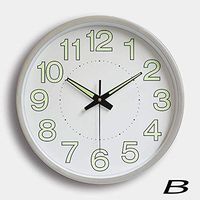 Your only family Fashion 12 inch 30CM Luminous Mute Wall Clock Quartz Clock Round Bedroom Living Room Wall Clock Modern Simple Clock Pretty (Color : B)