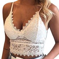 AMOUSTORE Lace Vest for Women Teddy Eyelash Lingerie Naughty Bra Underwear (L, White)